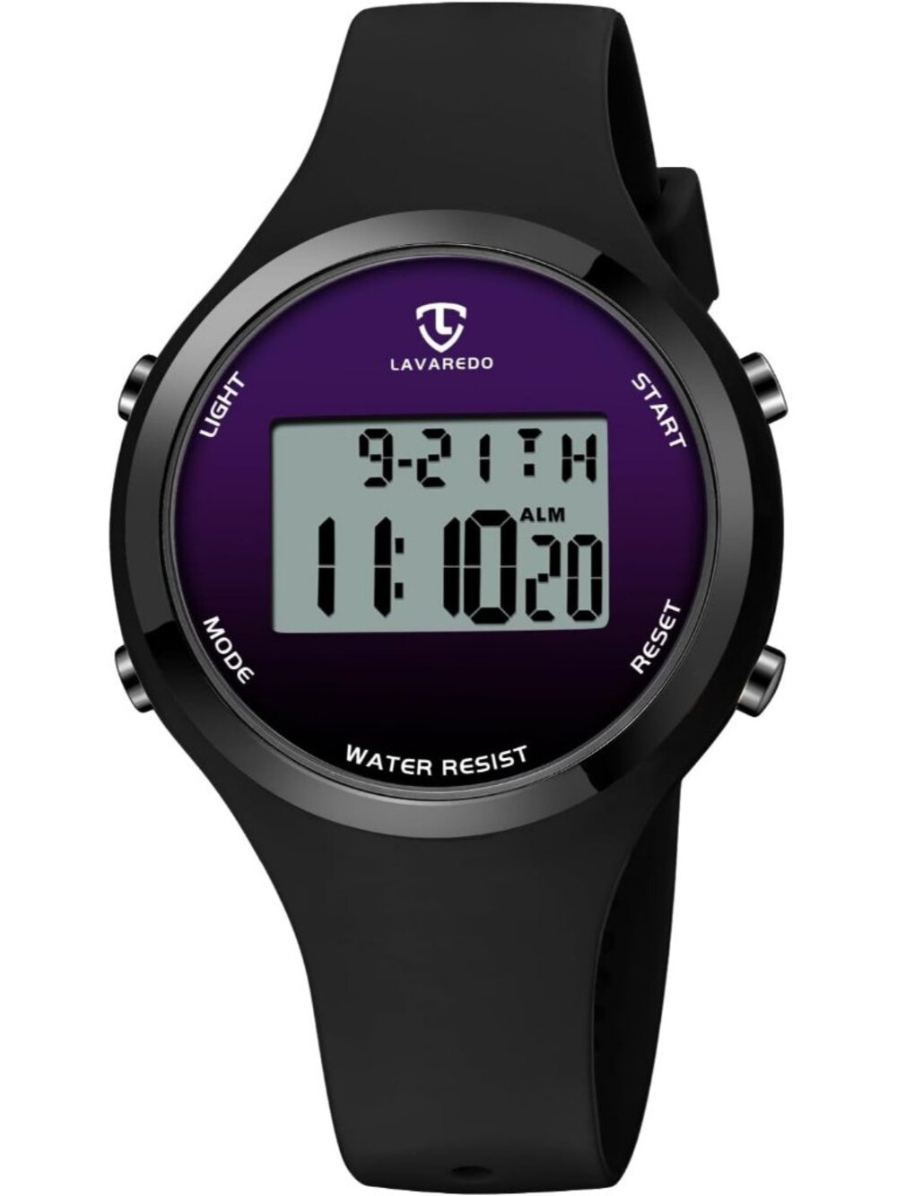 Women's Black Purple Quartz Chronograph Waterproof Outdoor Sport Digital Watch